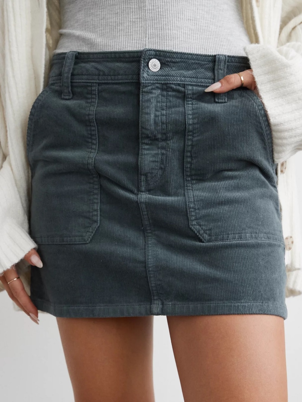American Eagle High-Waisted Cotton Corduroy Mini Skirt, Size 2